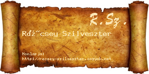 Récsey Szilveszter névjegykártya